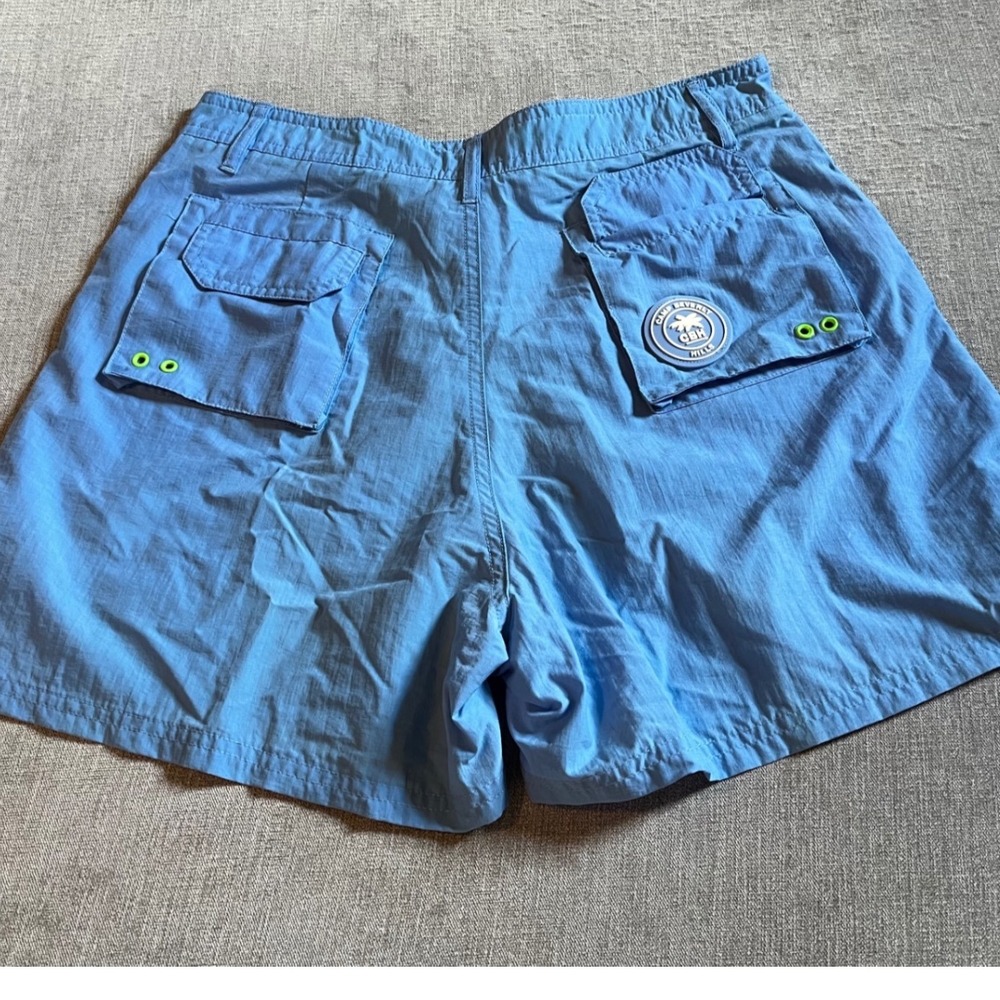 Camp Beverly Hills Vintage Pull on Nylon Shorts Size 16 Green Accents Pockets